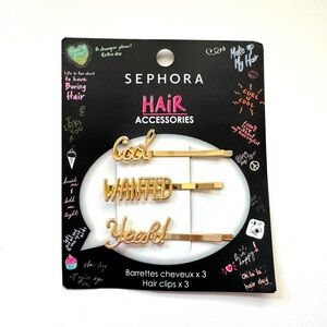 Set of Three Gold Sephora Hair Clips Barettes